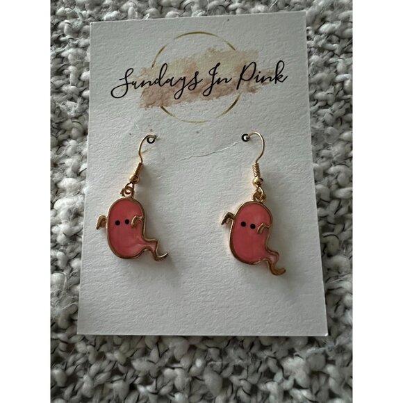 GHOSTIE Pink Ghost Halloween Earrings NEW - Picture 3 of 3